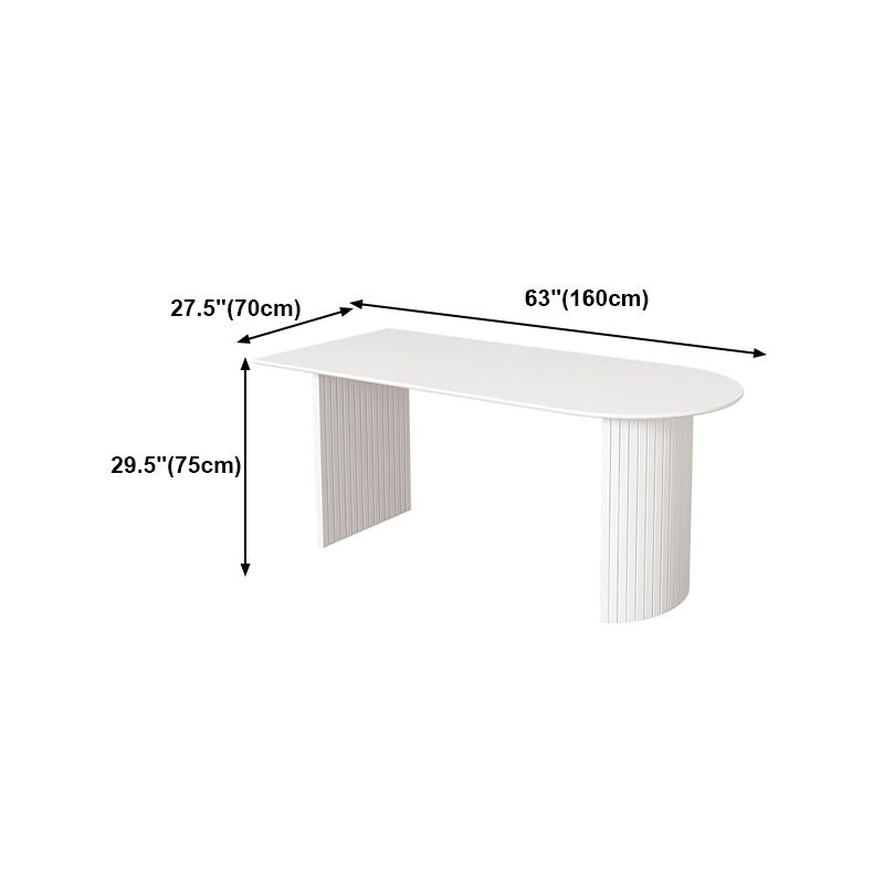 Solid Wood White Dining Table Simplicity Double Pedestal Table for Dining Room