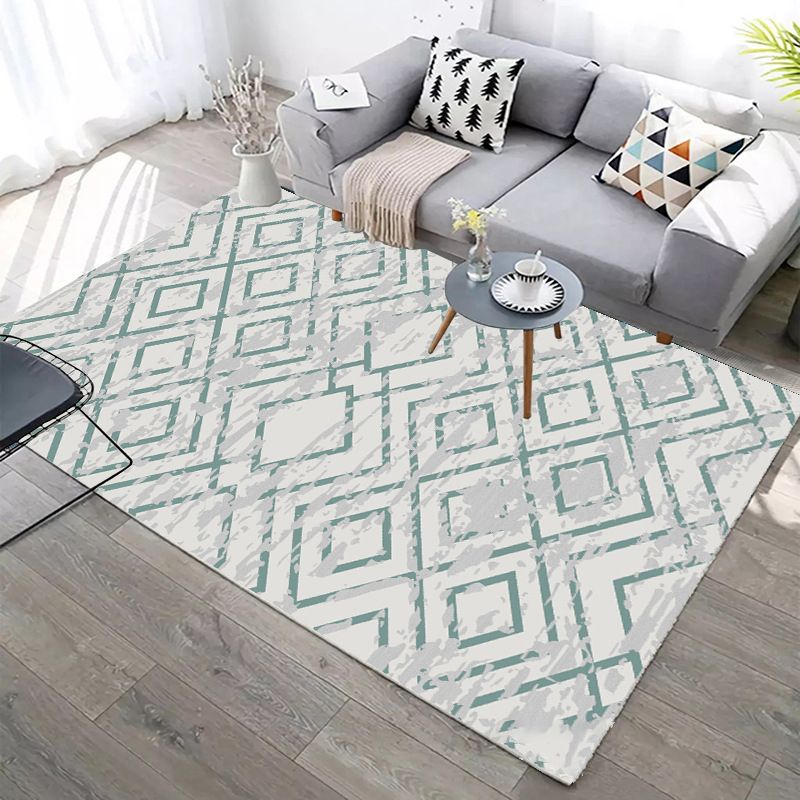 Designer Contemporary Rug Multi Color Geometric Carpet Anti-Slip Backing Machine Washable Stain Resistant Indoor Rug for Room
