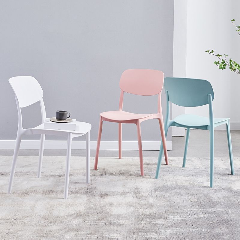 Scandinavian Plastic Armless Dining Chairs Dining Room Open Back Side Chair