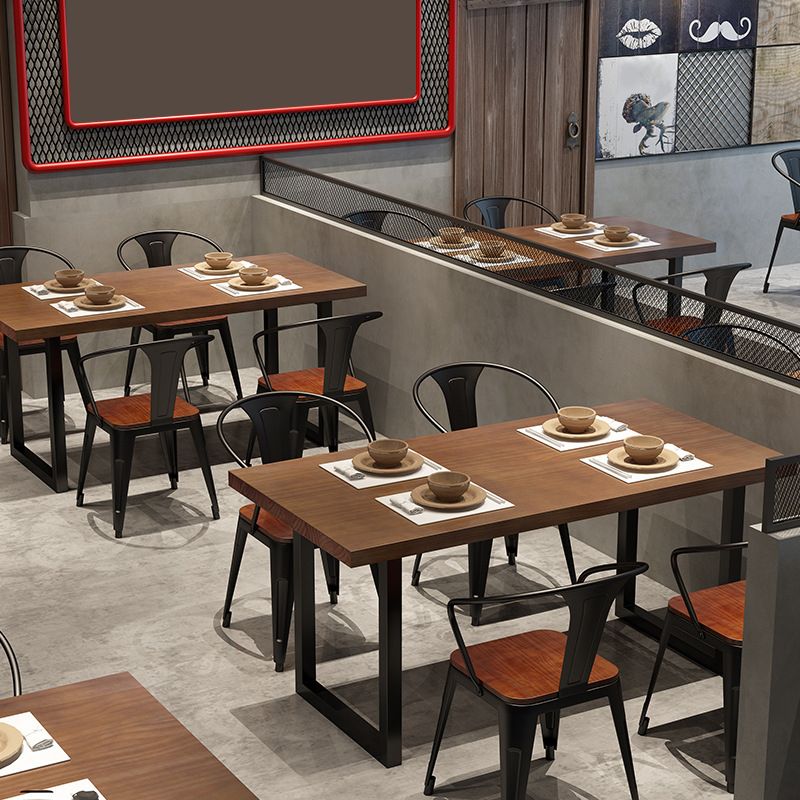 Industrial Wooden Dining¬†Room¬†Set with Rectangle Table and Metal Base Dining Table Furniture