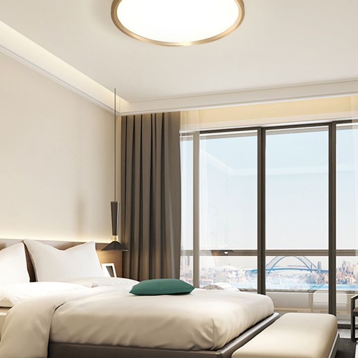 LED Bedroom Flush Ceiling Light Fixture Modern Gold Flush Ceiling Light with Circle Metal Shade