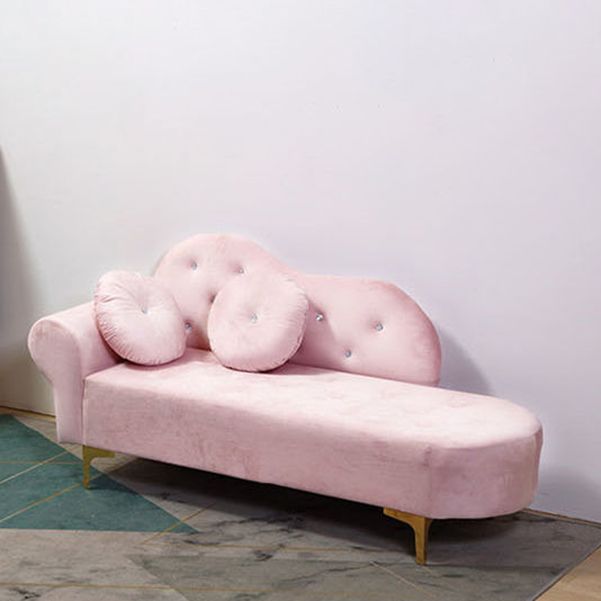 Glam Cushioned Chaise Lounge Round Arms Lounge with 2 Pillows for Living Room