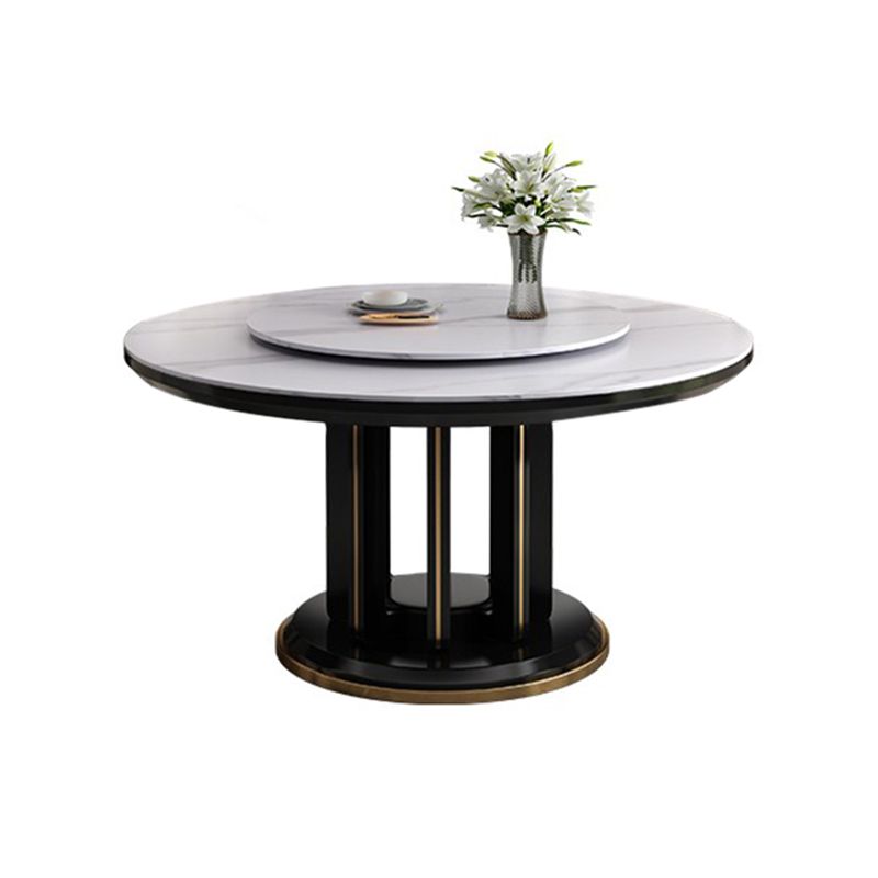 Modern Simple Dining Table Round Dinner Table with Rubberwood Base for Dining Room