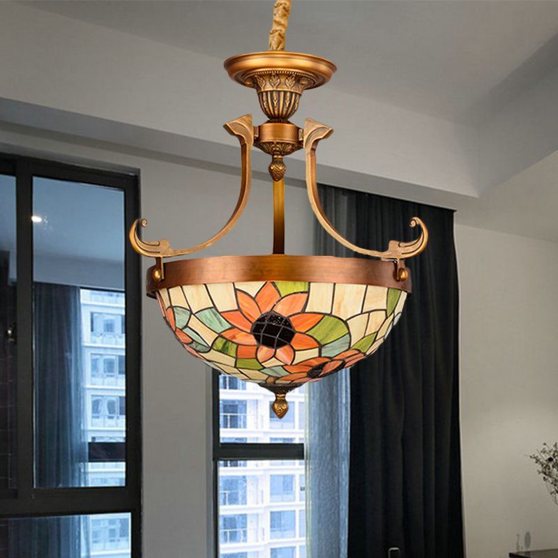 16 "/ 18" W fleur / feuille luminaire luminaire 3 lumières Kit de lampe suspendue victorienne en verre victorien en blanc pour le couloir