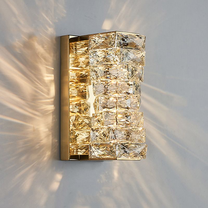 Modern Style Wall Sconce 1-Light Wall Mount Lamp with Crystal Shade for Bedroom