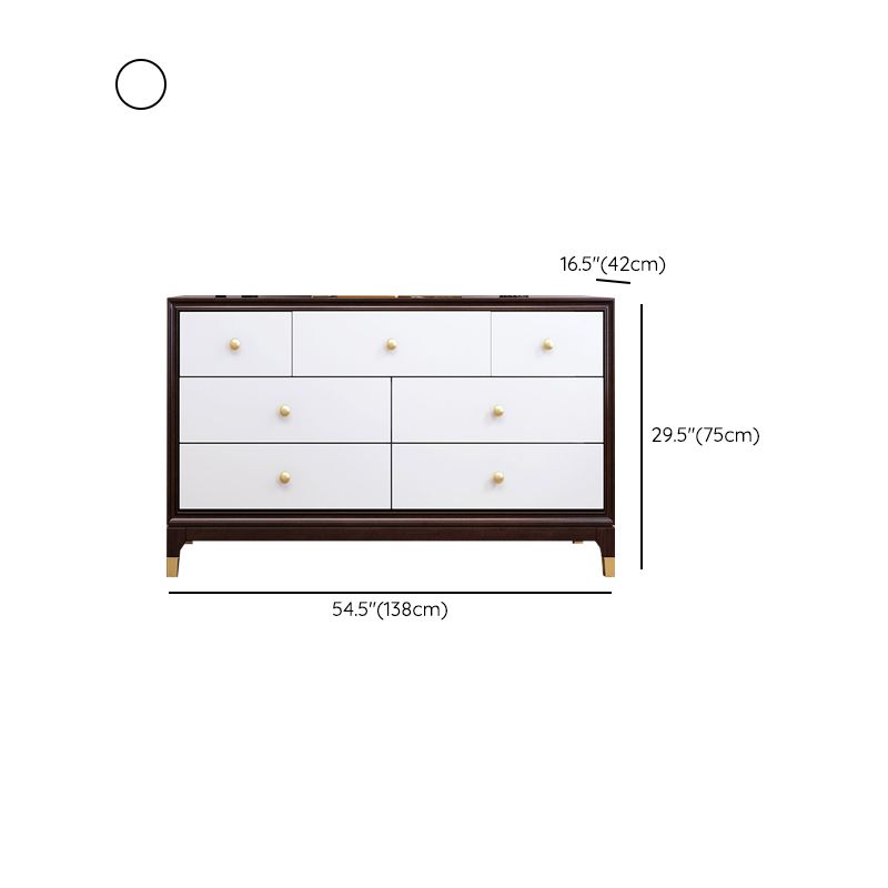 Modern Horizontal Double Dresser Solid Wood Storage Dresser for Bedroom
