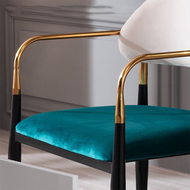 Glam Style Arm Chair Velvet Open Back Dining Chair for Home Use