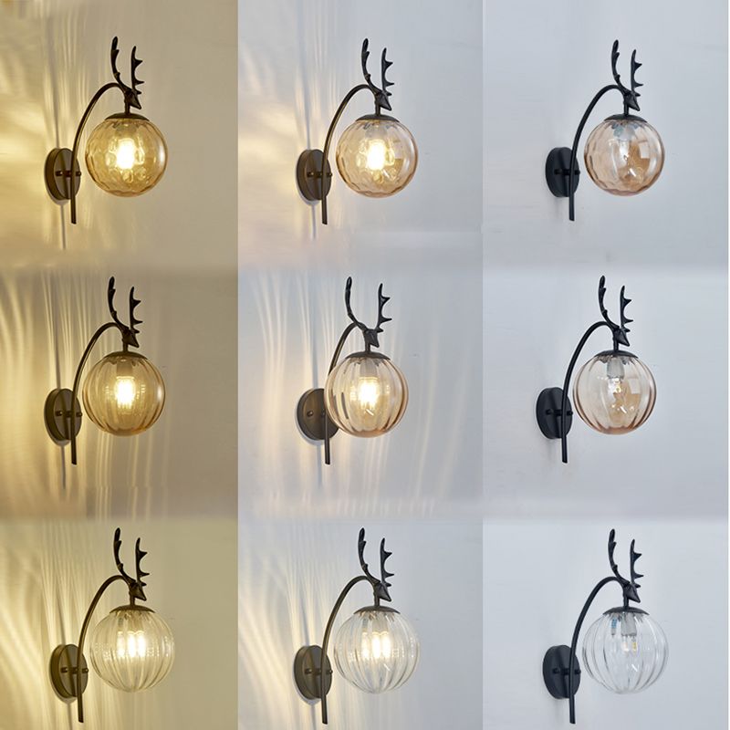 Luces creativas de luz de pared de estilo moderno con sombra de vidrio para dormitorio de hotel