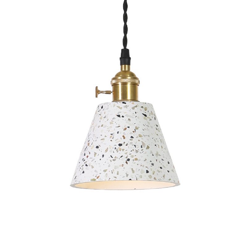 Nordique 1-Bulb Pendentif suspendu disque blanc / cône / cylindre Éclairage de suspension avec ombre en terrazzo
