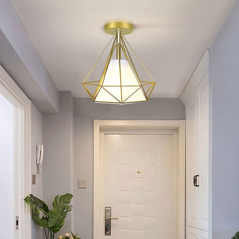Metal Geometric Shape Flush Mount Light Industrial 1 Light Flush Mount Ceiling Fixture