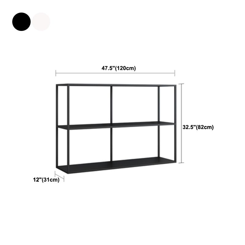 Rectangle Open Black Bookshelf Modern Metal Storage Bookcase