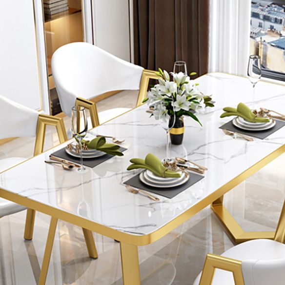 Nordic Traditional Height Sintered Stone Dining Table Rectangle Dining Room Set For Home