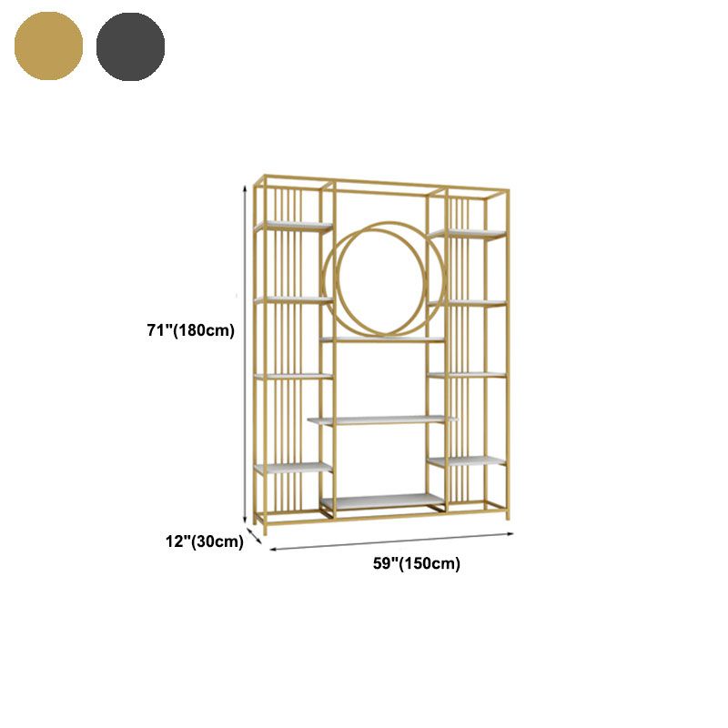 Closed Back Metal Bookcase Scandinavian Bookshelf with Storage Shelves