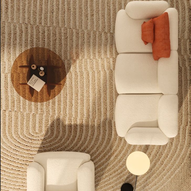 Scandinavian Seating White Fabric Living Room Recessed Arm Cushions Standard Sofa