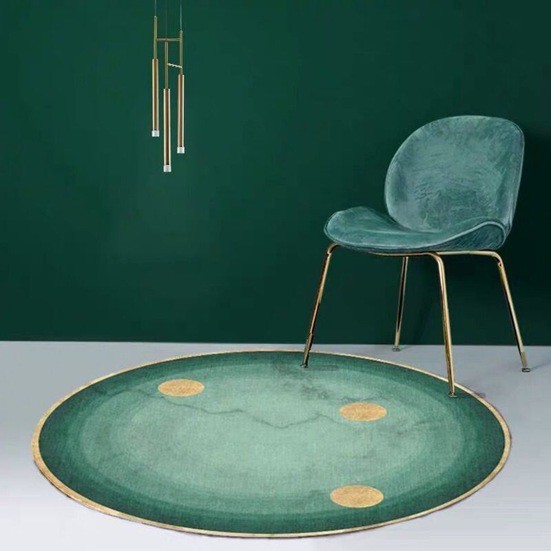 Green Abstract Rug Polyester Modernist Rug Washable Anti-Slip Backing Carpet for Bedroom