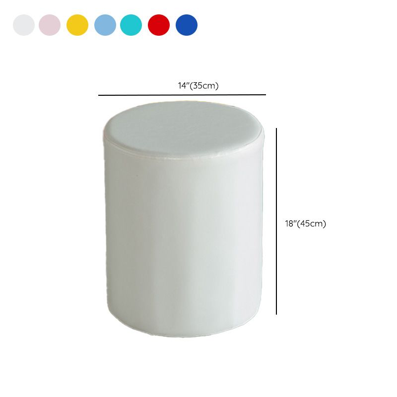 Modern Pouf Ottoman PU Leather Upholstered Solid Color Cylinder Shape Ottoman