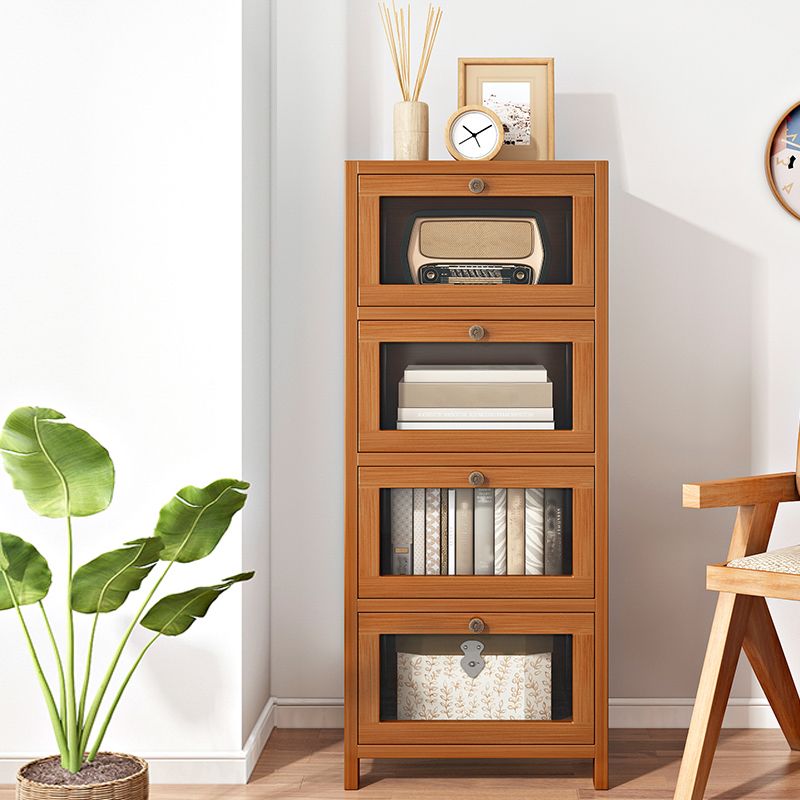 Modern Brown Accent Cabinet with Acrylic Doors Rectangle Cabinet