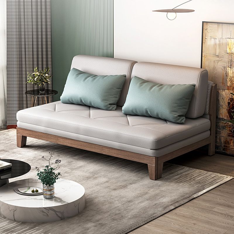 Contemporary Convertible Armless Faux Leather Stain Resistant Bed Settee