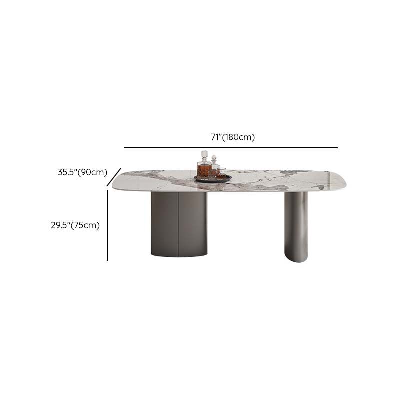 Modern Sintered Stone Dining Table Rectangle Table with Metal Legs for Home Use