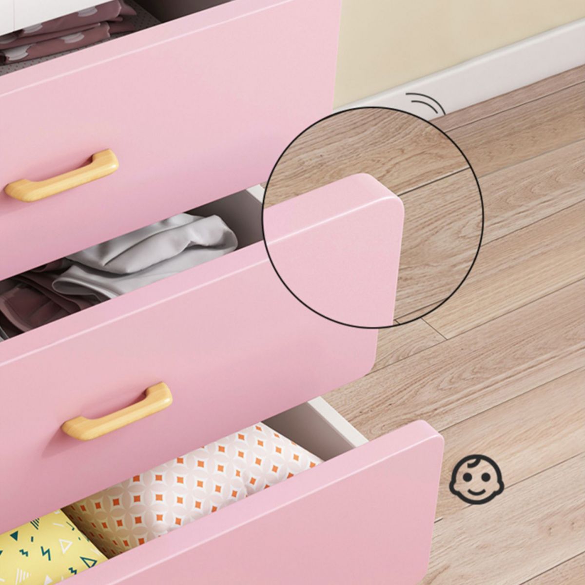 Engineered Wood Wardrobe Armoire White and Pink Wardrobe Cabinet