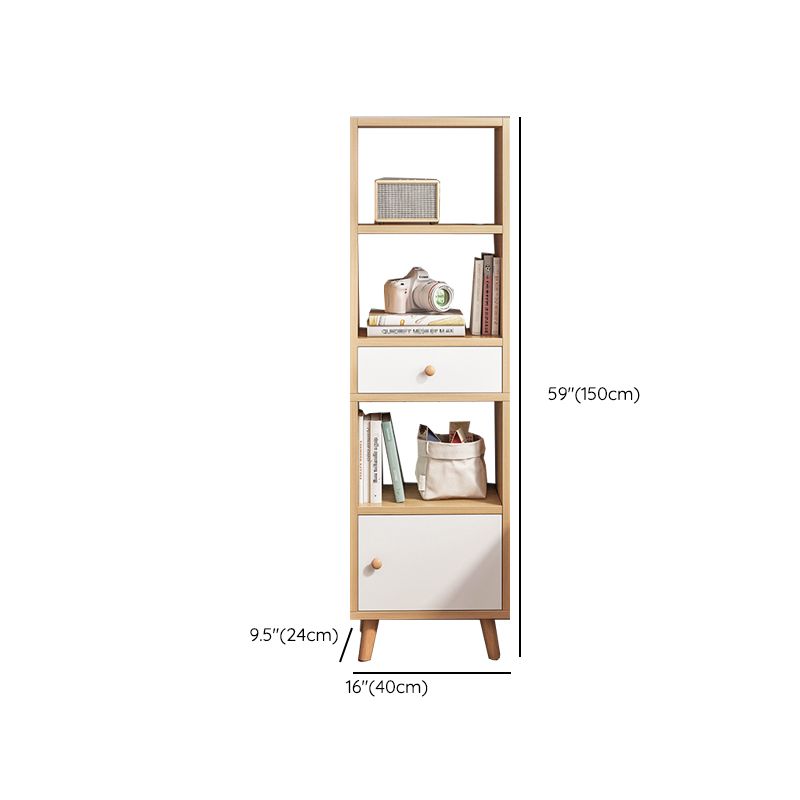 Engineered Wood Bookcase Standard Contemporary Bookshelf with Drawers