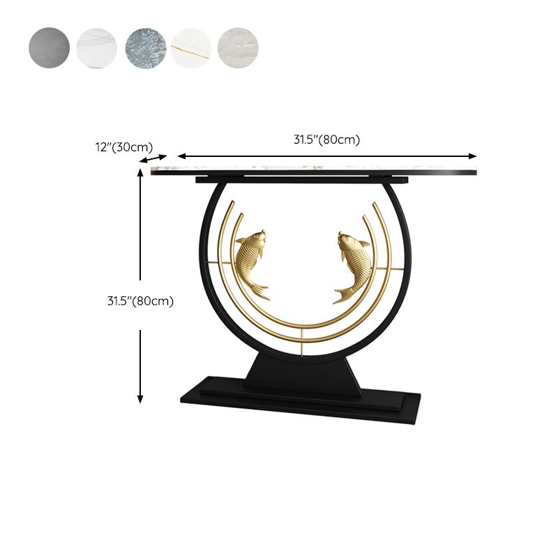 Contemporary Stone Console Table Stain Resistant Console Sofa Table for Hall