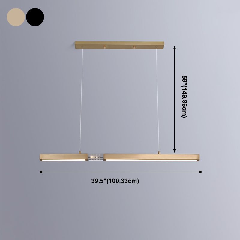 Linear Island Lighting Fixtures Contemporary Metal Island Ceiling Light for Dining Room