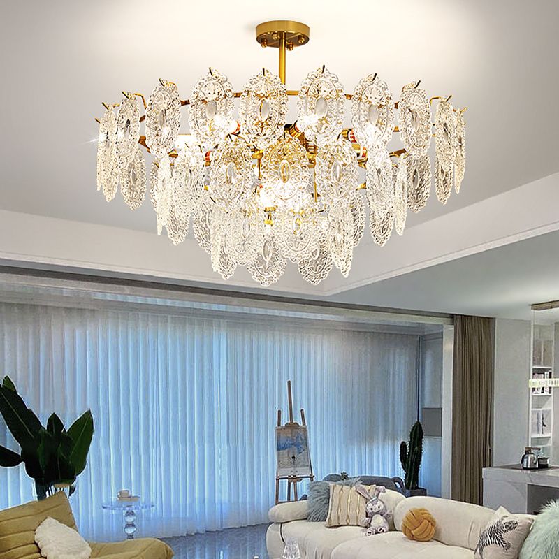 Metal Contemporary Geometric Shape Pendant Light with Glass Shade for Living Room