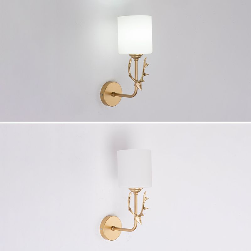 Lámpara de luz cilíndrica de vidrio de estilo simple lámpara de pared de una cabeza para dormitorio