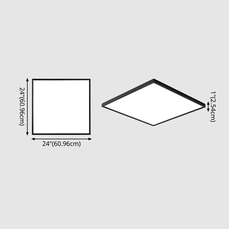 Plafonnier LED carré moderne à 1 lumière en aluminium pour bureau