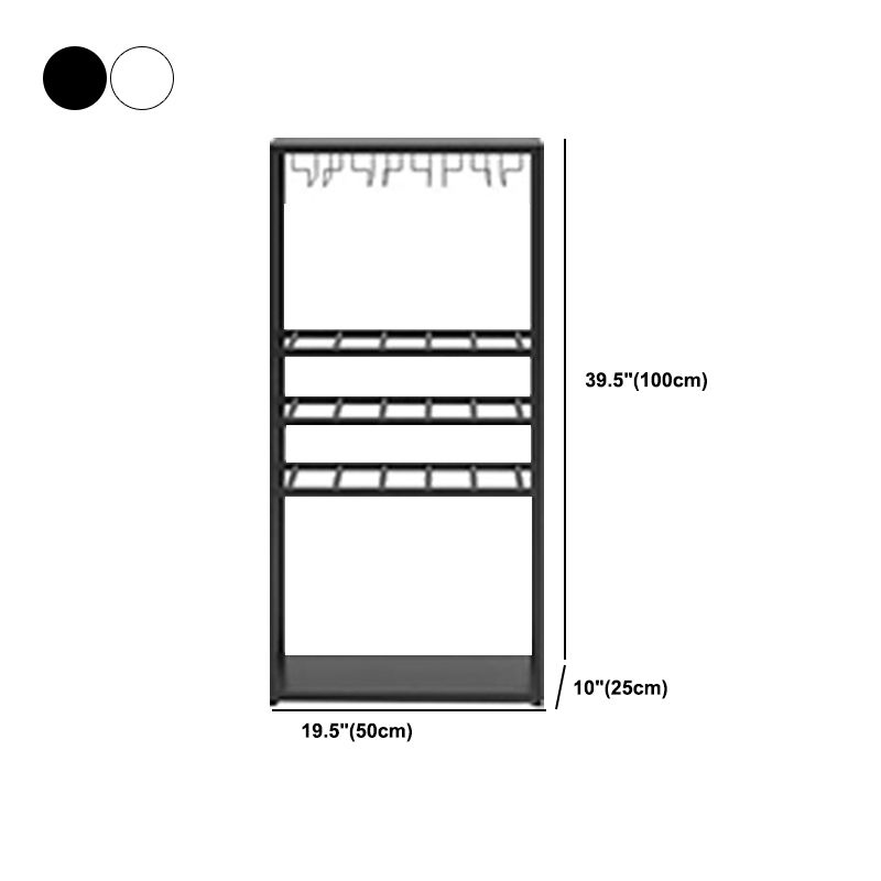 Metal Floor Wine Bottle & Glass Rack Industrial Wine Rack with Stemware Holder