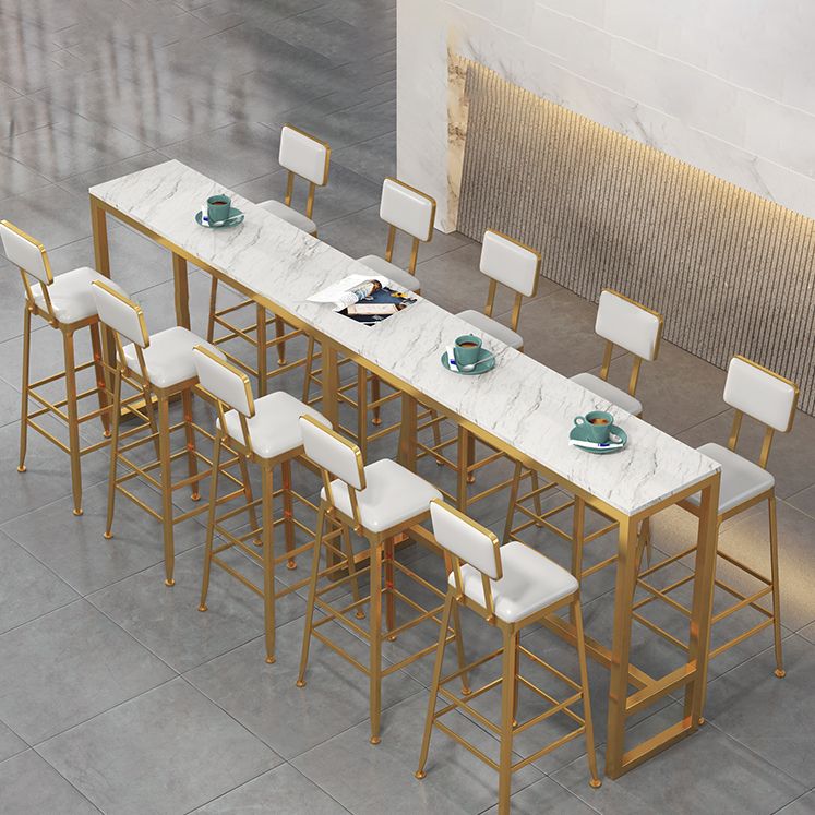 1/7/9/11 Pieces Rectangular Bar Set Gorgeous Style Marble Table with Bar Stools