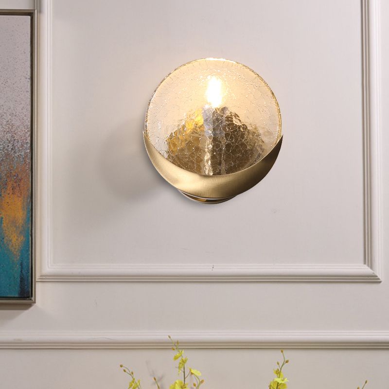 Lámpara de montaje de pared de anillo minimalismo 1 cabeza de vidrio crepitante luz de pared de pared en oro para dormitorio