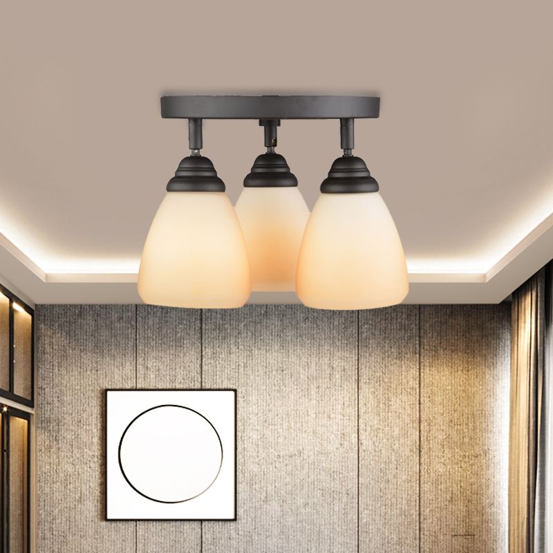 Cône à vitre blanc Coulange de chasse à 3 Light Chadow Semi Flush Flush Mount Lightture