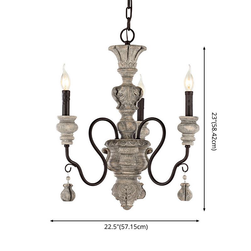 Candle Chandelier Light Fixture Traditional Resin Pendant Lighting for Restaurant