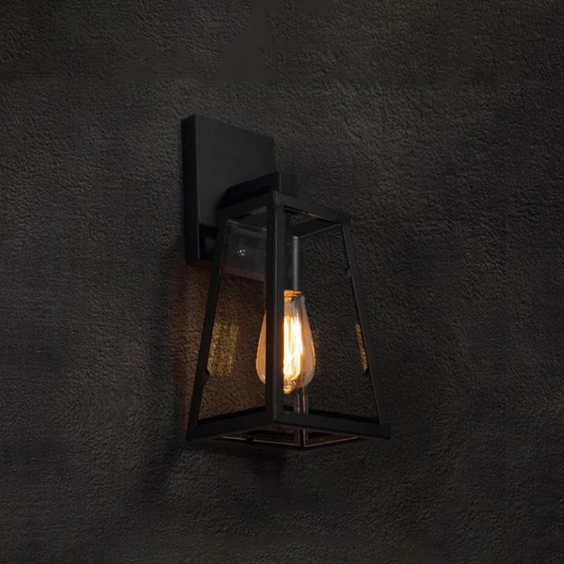 1 Light Geometric Wall Mounted Light Fixture Industrial Glass Wall Lighting Ideas Lights in Black