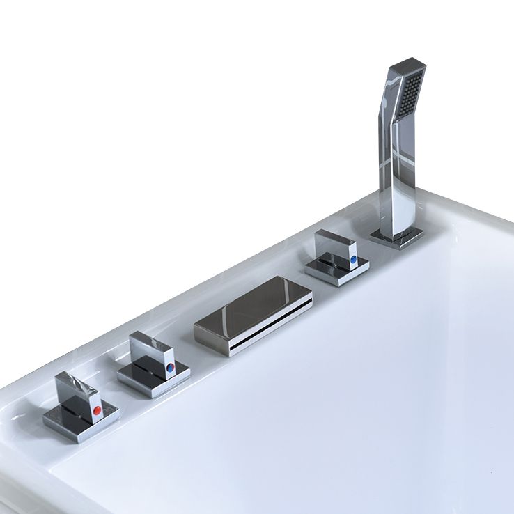 Modern Rectangular Center Bathtub Acrylic Freestanding White Bath