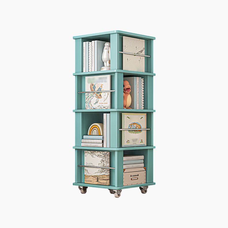 Libreria per angoli in legno fabbricato scandinavo libreria verticale con ruote di caster
