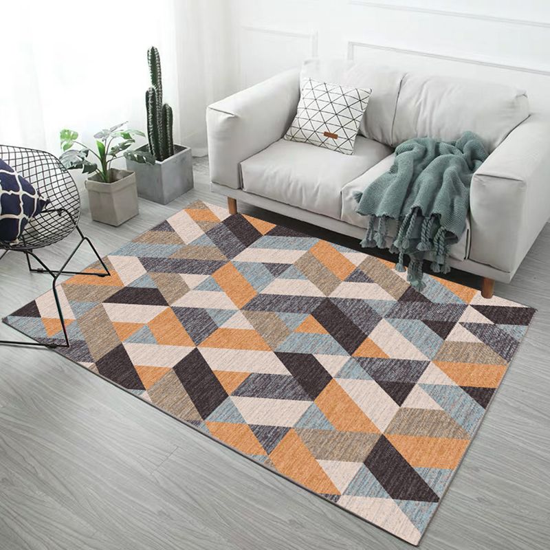 Modern Rug Polyester Geometric Carpet Non-Slip Backing Indoor Rug for Living Room