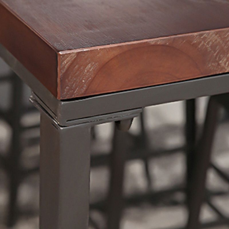 Modern Style Bar Table Solid Wood and Iron Brown Bar Table for Indoor