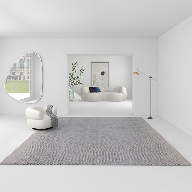 Grey Line Pattern Area Carpet Polyester Modern Area Rug Stain Resistant Rug for Home Decor