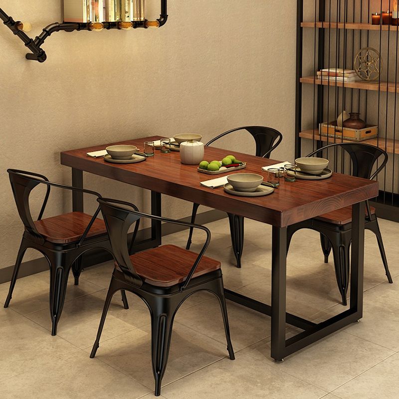 Industrial Style Rectangular Solid Wood Dining Table for Dining Room and Barbecue Shop