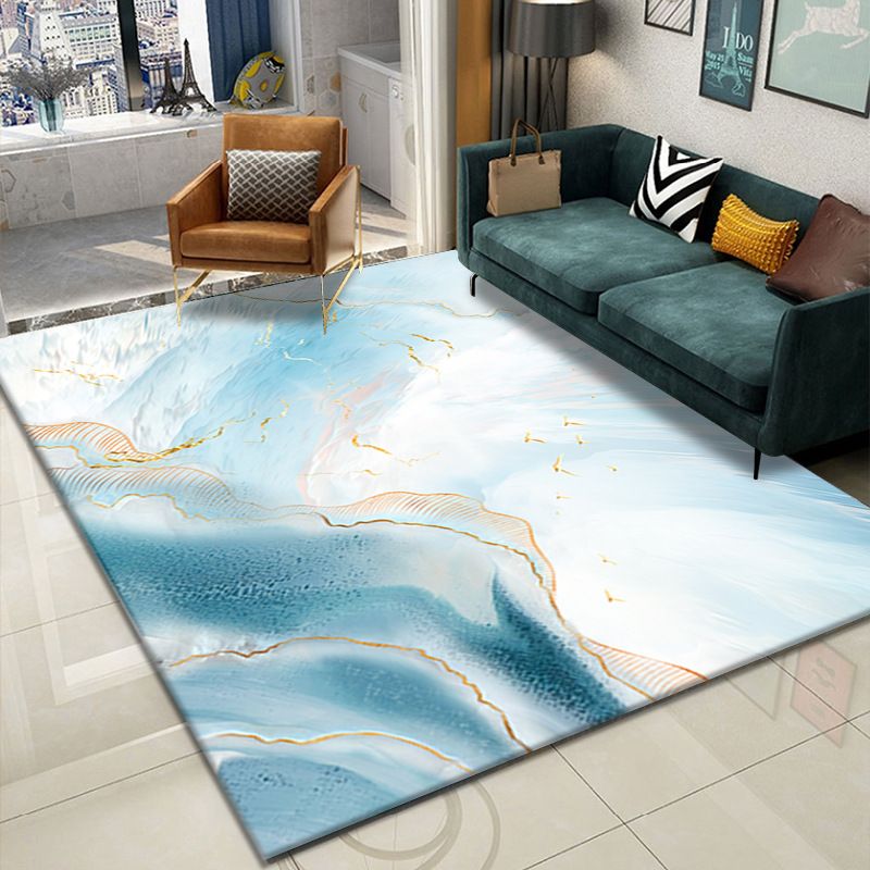 Tapis imprimé aquarelle de couleur foncée, moderne et audacieux, en Polyester, facile d'entretien, avec support antidérapant, pour la décoration de la maison