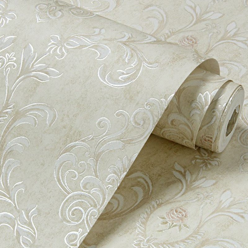 Vintage Damask Wallpaper Roll Soft Color Flower Wall Art for Bedroom Decoration, 57.1-sq ft