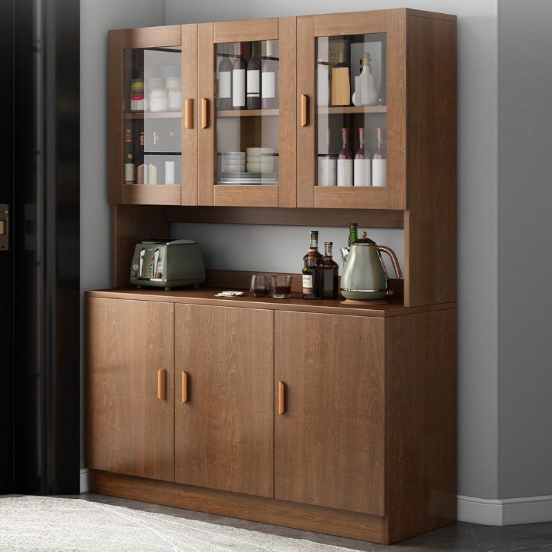 Contemporary Dining Hutch Wood Hutch Buffet with Doors for Dining Room