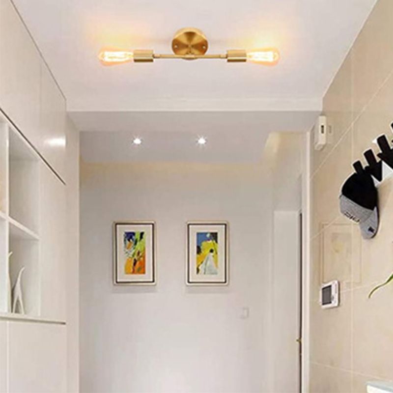 Modern Metal Wall Sconce Cylinder Shape Vanity Lamp for Bathroom in Gold