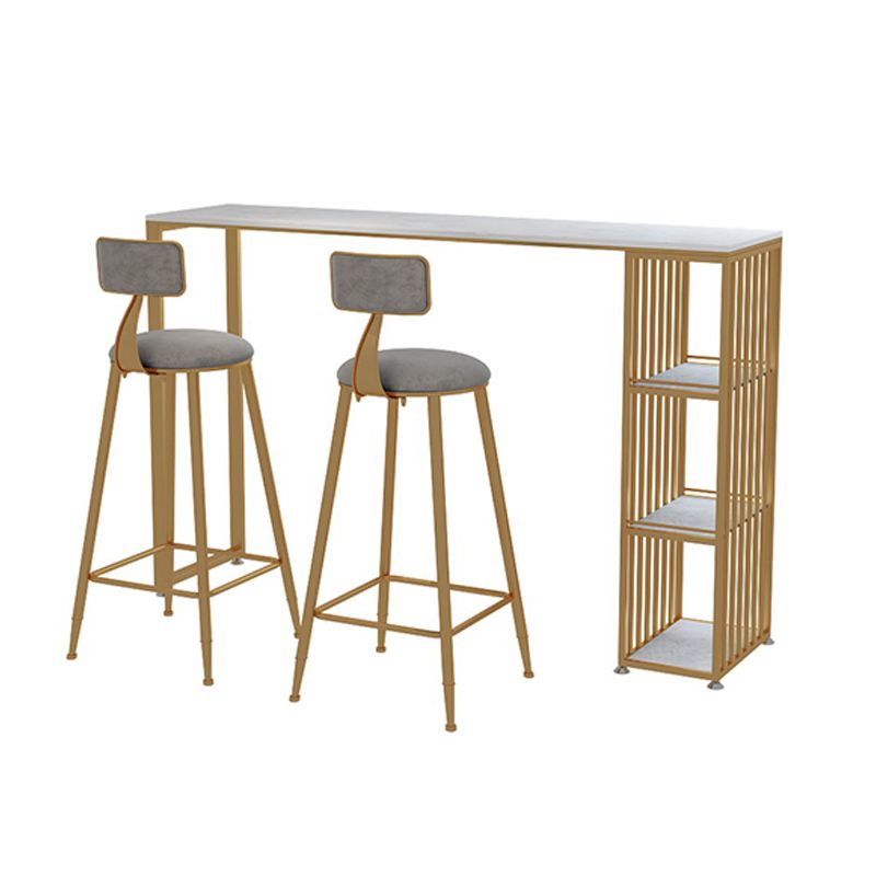 1/3 Pieces Luxurious Rectangular Bar Table Set Artificial Marble Top Pub Table Set