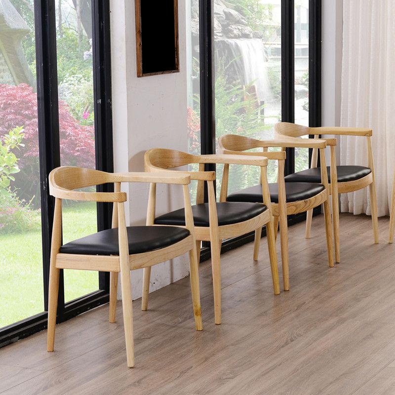 Silla lateral interior escandinava tapizada Silla de comedor de madera con respaldo abierto