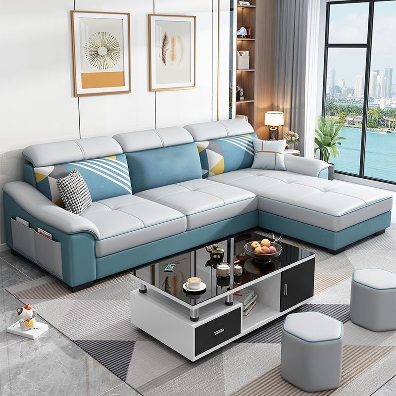 Faux Leather Removable Cushions Sloped Arms Sectionals with Storage and Wear-Resistant