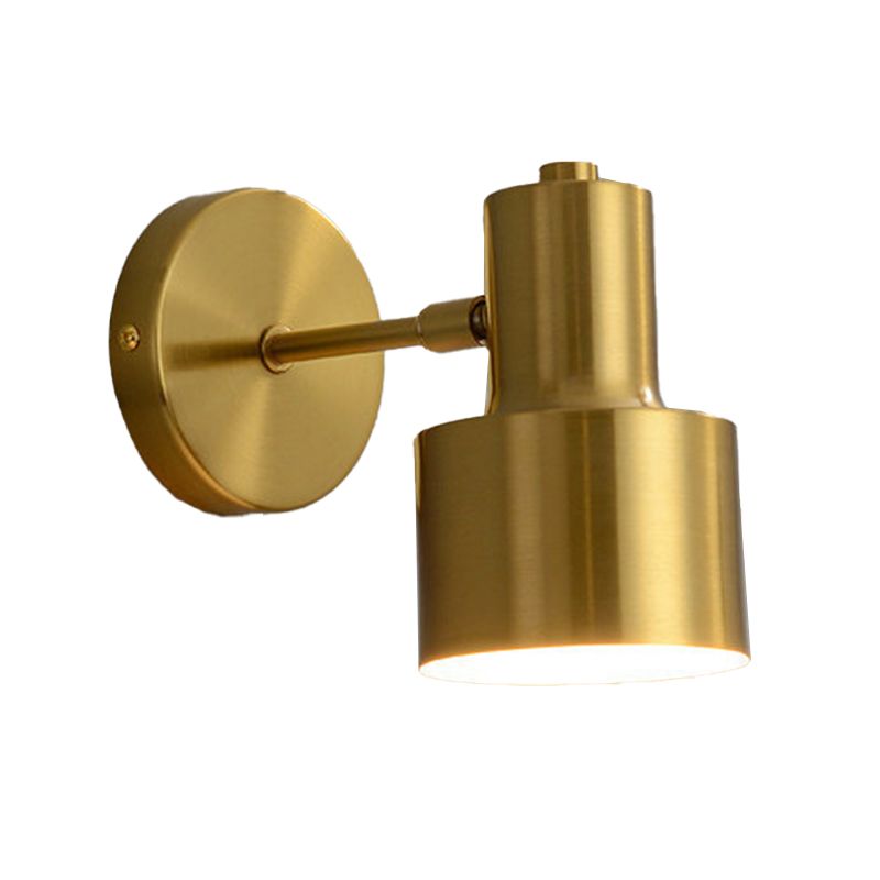 Drum Shape Metal Vanity Light Modern Style 1 Light Vanity Light Fixture in Brass